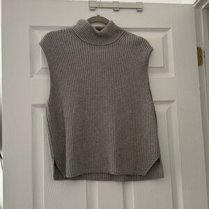 Gray Sleeveless Turtleneck Sweater